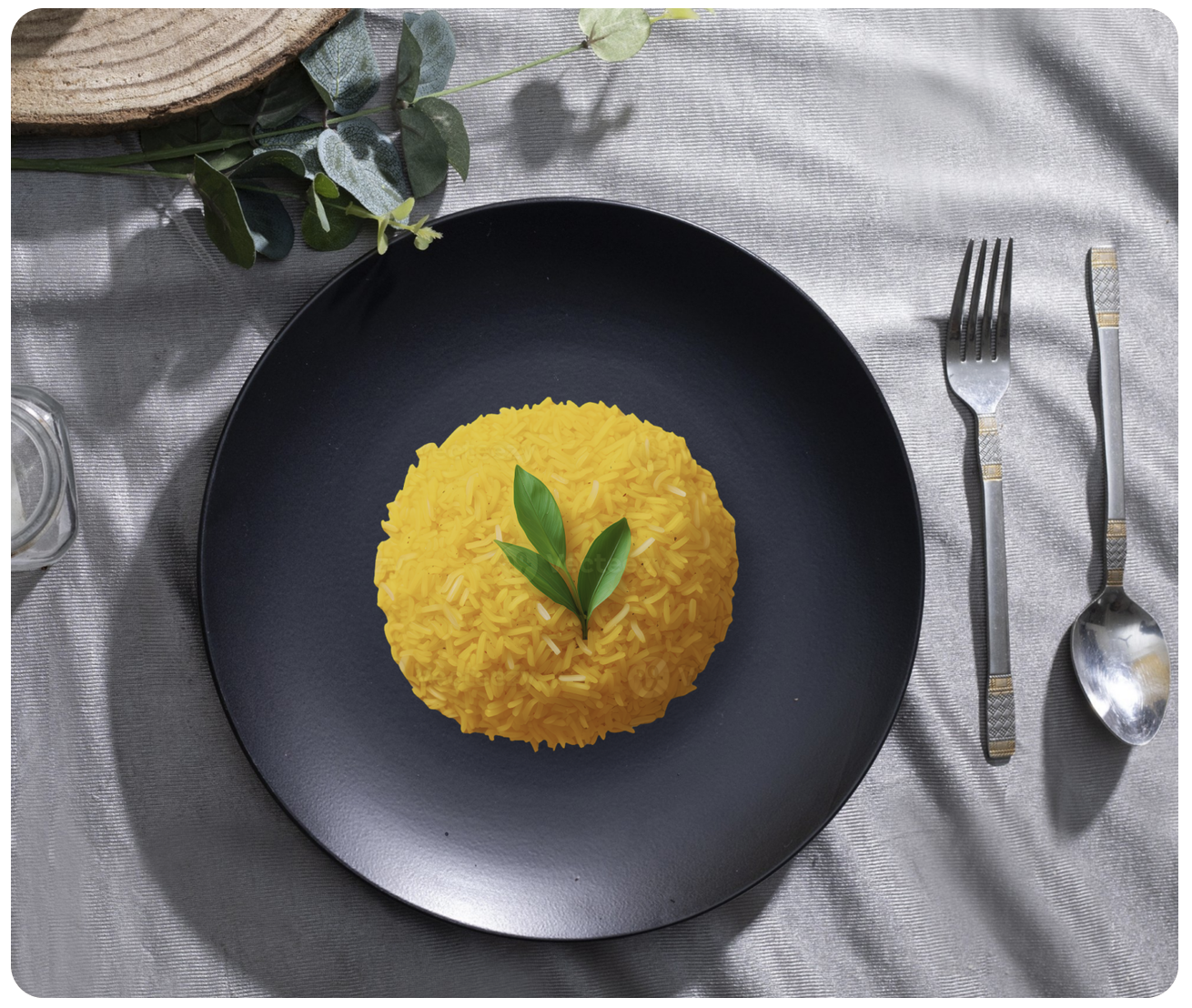 Sri Lankan Yellow Rice with aromatic spices and garnishes